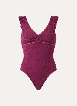 Beachlife Dames Bright Plum badpak met volant in de kleur Paars, maat: 38D