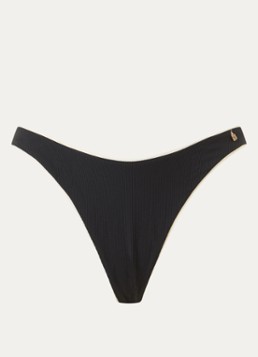 Beachlife Dames High waisted brazilian bikinislip met ribstructuur in de kleur Zwart, maat: 44