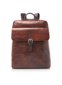 Castelijn & Beerens Rien rugzak van leer met 15,6 inch laptopvak Cognac - Deal