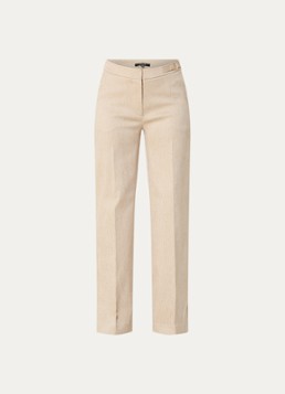 NIKKIE Dames Olympia high waist straight fit pantalon met lurex en persplooi in de kleur Beige