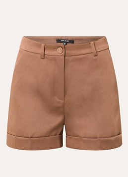 NIKKIE Dames Omahah high waist straight fit korte broek van satijn in de kleur Hazelnootbruin
