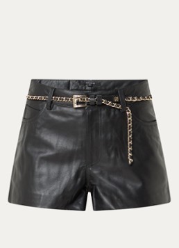 NIKKIE Dames Palmer high waist straight fit korte broek van lamsleer in de kleur Zwart