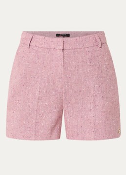 NIKKIE Dames Reza high waist straight fit korte broek met strass in de kleur Roze