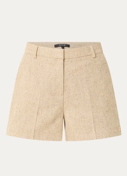 NIKKIE Dames Reza high waist straight fit korte broek met strass in de kleur Beige