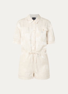 NIKKIE Dames Rialto loose fit playsuit met jacquard dessin en strikceintuur in de kleur Creme