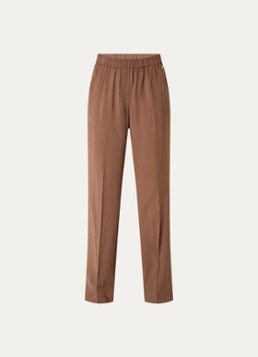 NIKKIE Dames Riva mid waist straight fit pantalon met persplooi en steekzakken in de kleur Bruin
