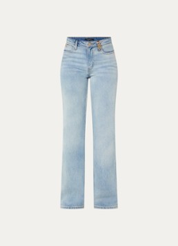 NIKKIE Dames Aina high waist straight leg jeans met lichte wassing in de kleur Indigo