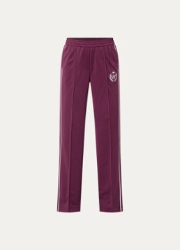 NIKKIE Dames Alara high waist straight fit trackpants met logoborduring in de kleur Aubergine