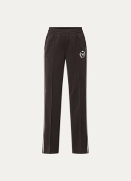 NIKKIE Dames Alara high waist straight fit trackpants met logoborduring in de kleur Chocoladebruin