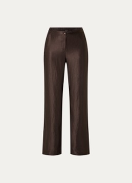 NIKKIE Dames Alira high waist loose fit broek met steekzakken en metallic finish in de kleur Donkerbruin