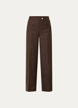 NIKKIE Dames Anou high waist straight fit pantalon met steekzakken in de kleur Donkerbruin