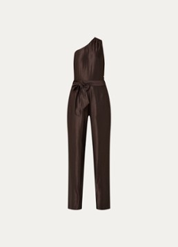 NIKKIE Dames Alira loose fit jumpsuit met asymmetrische hals in de kleur Bruin