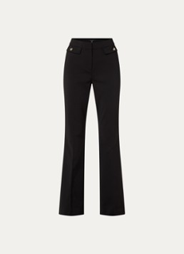 NIKKIE Dames Alka high waist flared fit pantalon met klepzakken en persplooi in de kleur Zwart