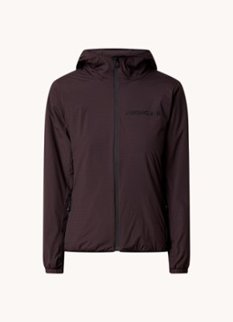 Moncler Dames Mietres softshell jack met capuchon en logo in de kleur Donkerbruin, maat: 38