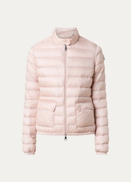 Moncler Dames Lans gewatteerd jack met donsvulling en logoborduring in de kleur Roze, maat: M