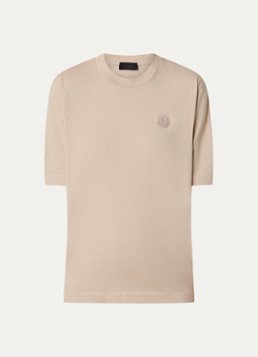 Moncler Dames T-shirt met logo in de kleur Beige, maat: XS