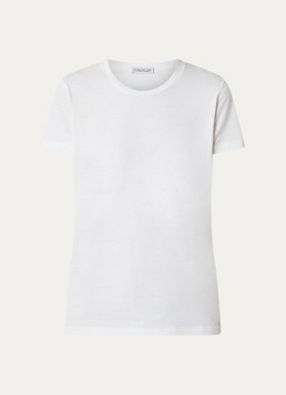 Moncler Dames T-shirt met logoborduring in de kleur Gebroken wit, maat: XS