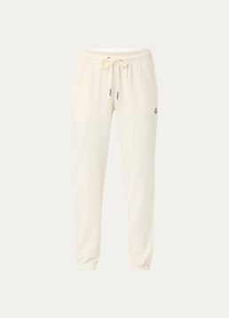 Moncler Dames High waist tapered fit joggingbroek met logo in de kleur Creme, maat: M