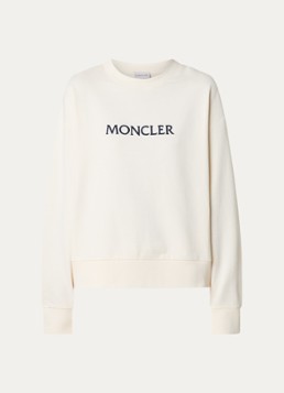 Moncler Dames Sweater met logoborduring in de kleur Wit, maat: S