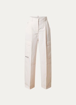 Moncler Dames High waist wide fit cargobroek met logoborduring in de kleur Creme, maat: M
