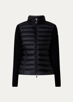Moncler Dames Fijngebreid vest van scheerwol met gewatteerd voor- en achterpand in de kleur Zwart, maat: M