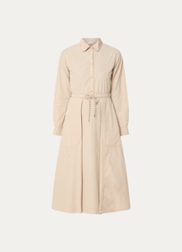 Moncler Dames Midi blousejurk met strikceintuur in de kleur Beige, maat: 38