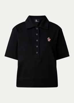 Moncler Dames Polo met logoborduring in de kleur Zwart, maat: XS