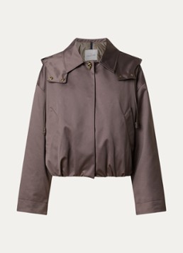 Moncler Dames Softshell bomberjack met steekzakken en glanzende finish in de kleur Taupe, maat: M