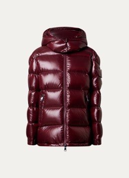 Moncler Dames Maire puffer jack met donsvulling en afneembare capuchon in de kleur Bordeauxrood, maat: M