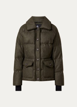 Moncler Dames Monteain gewatteerde jas met opgestikte zakken in de kleur Donkergroen, maat: M