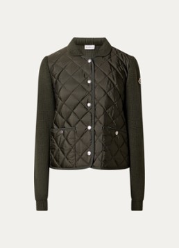 Moncler Dames Fijngebreid vest met logo en opgestikte zakken in de kleur Olijfgroen, maat: S