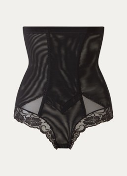 MAGIC Bodyfashion Dames Super Control corrigerende high waist string met kant in de kleur Zwart, maat: XL