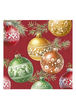 Ihr Ideal Home Christmas Bubbles servetten 33 x 33 cm Rood - Deal