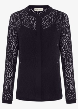 Phase Eight Dames Fern Burnout semi-transparante top met bladprint in de kleur Blauw