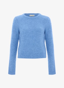 Phase Eight Dames Billie grofgebreide trui in wolblend in de kleur Blauw
