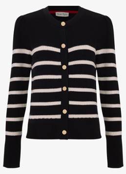 Phase Eight Dames Grofgebreid vest met streepprint in de kleur Donkerblauw