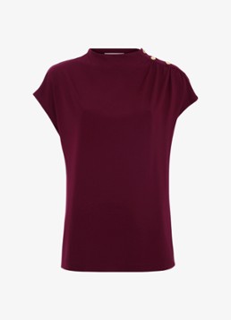 Phase Eight Dames Paige top met gedrapeerd detail in de kleur Aubergine