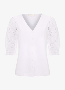 Phase Eight Dames Eleanor top met geborduurd detail in de kleur Wit