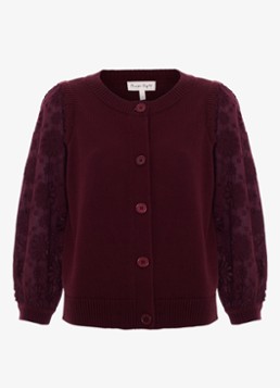Phase Eight Dames Blythe fijngebreid vest met broderie in de kleur Bourgogne