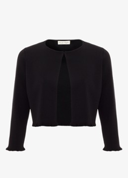 Phase Eight Dames Mimi fijngebreid cropped vest met ruches in de kleur Zwart