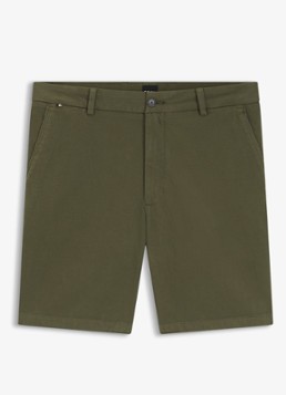BOSS Heren Korte chino in katoenblend in de kleur Groen
