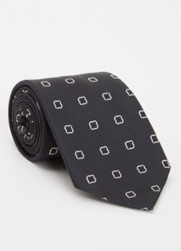 BOSS Heren Stropdas in zijdeblend met stippenprint in de kleur Donkerblauw