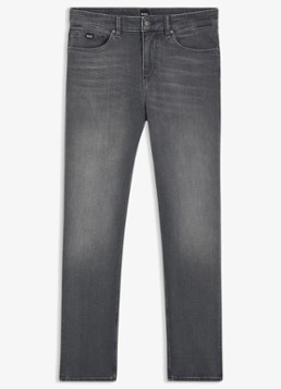 BOSS Heren H-Delaware slim fit jeans met gekleurde wassing in de kleur Donkergrijs