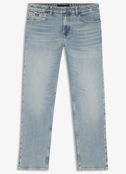 BOSS Heren Straight fit jeans met lichte wassing in de kleur Indigo