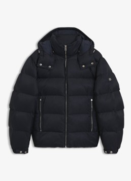BOSS Heren Pufferjack met capuchon en waterafstotende coating in de kleur Blauw