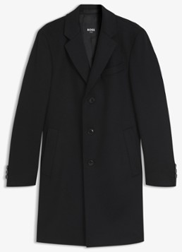 BOSS Heren Mantel in kasjmier wolblend in de kleur Zwart