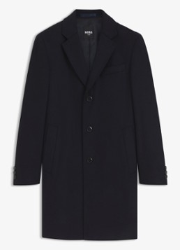 BOSS Heren Mantel in kasjmier wolblend in de kleur Blauw