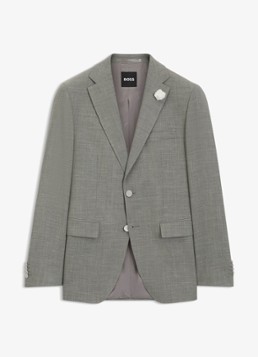 BOSS Heren Slim fit colbert in wolblend met klepzakken in de kleur Grijs