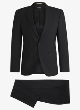 BOSS Heren Slim fit 2-delig pak van scheerwol in de kleur Zwart