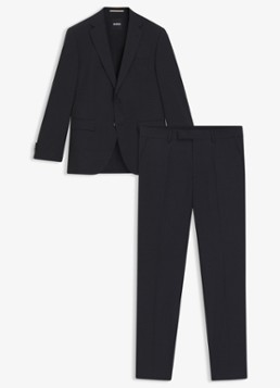BOSS Heren H-Jeckson regular fit 2-delig pak in scheerwolblend in de kleur Donkergrijs